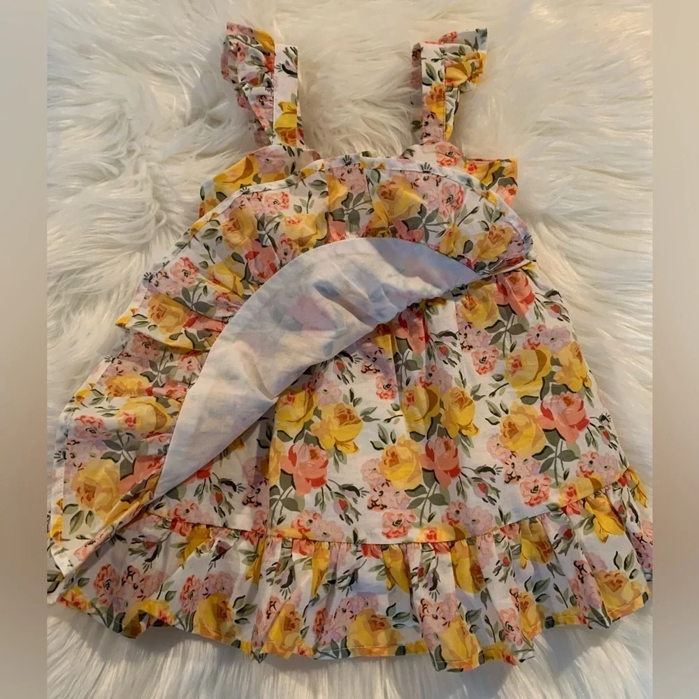 Janie and Jack - Marigold floral print yellow baby girl dress (Size 6-12m)